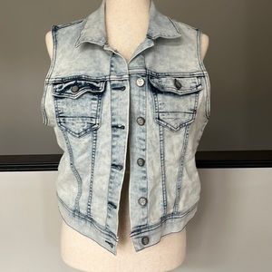 TRUE FREEDOM‎ Acid Wash Denim Vest / SZ L